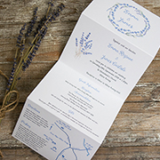 'French Lavender' tri-fold rustic invitation